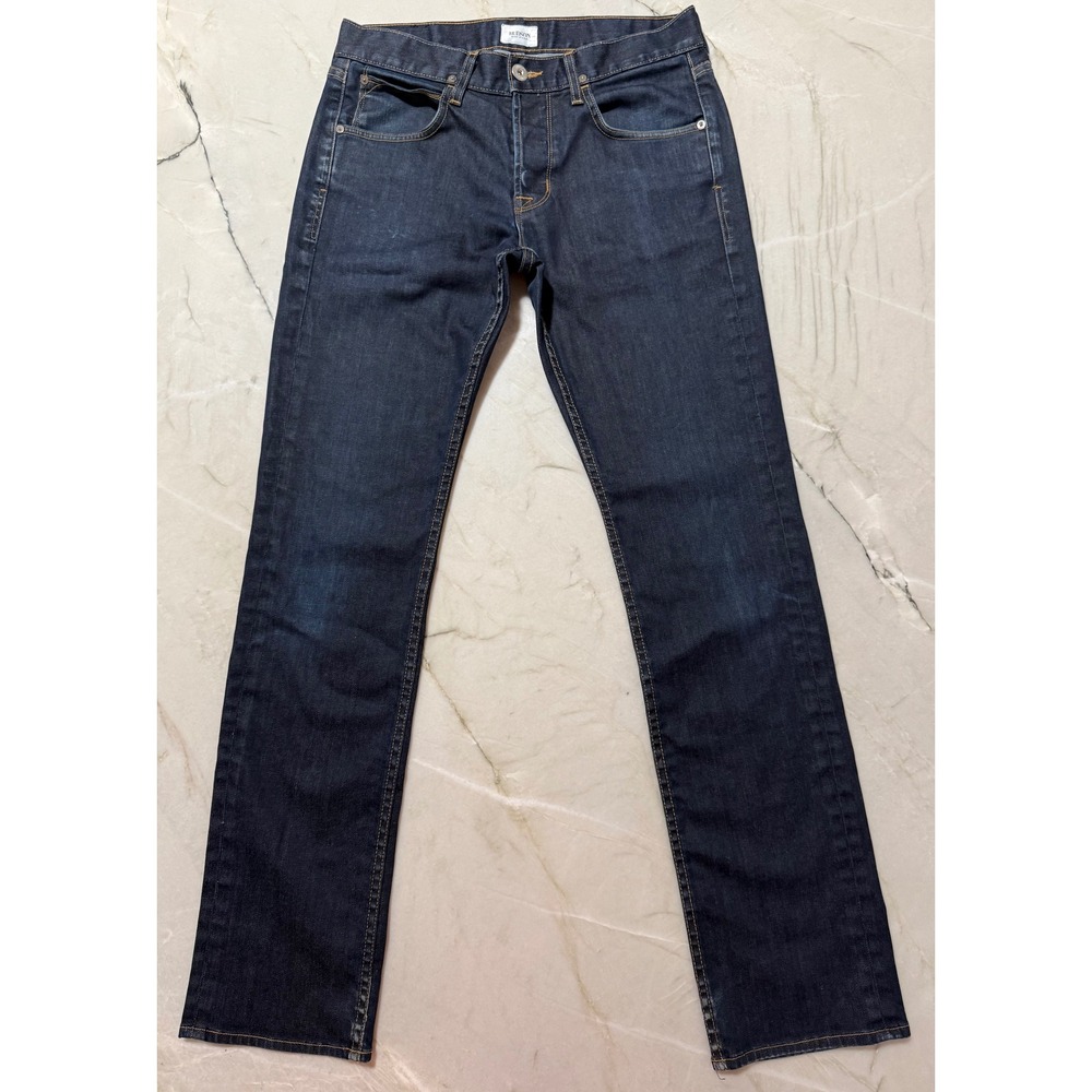 Hudson Bryon 5 Pocket Straight Jeans Mens Dark Blue Denim Made in USA 31x33
